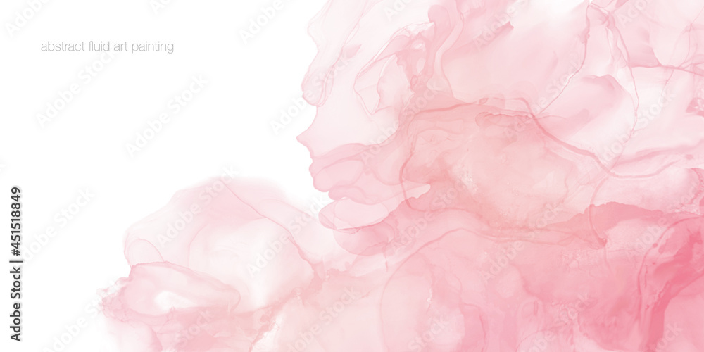 Abstract pink rose color painting by watercolor and alcohol ink texture isolated on white for background in concept of love, flower, romance