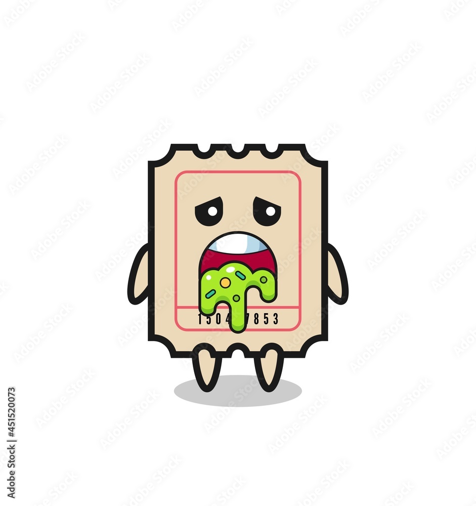 the cute ticket character with puke the cute ticket character with puke