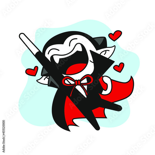 cute little vampire in love pose, halloween cute dracula