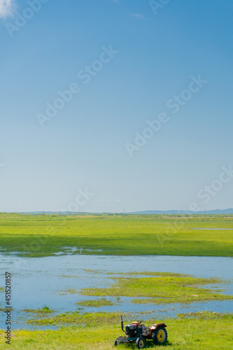 The grassland landscape in Hulun Buir  Inner Mongolia  China  summer time.