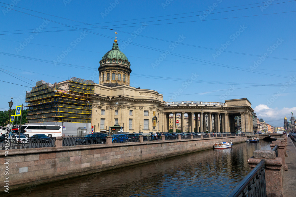 Embankment of the Griboyedov Canal near the Kazan Cathedral in St. Petersburg