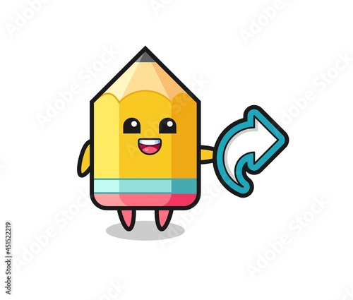cute pencil hold social media share symbol