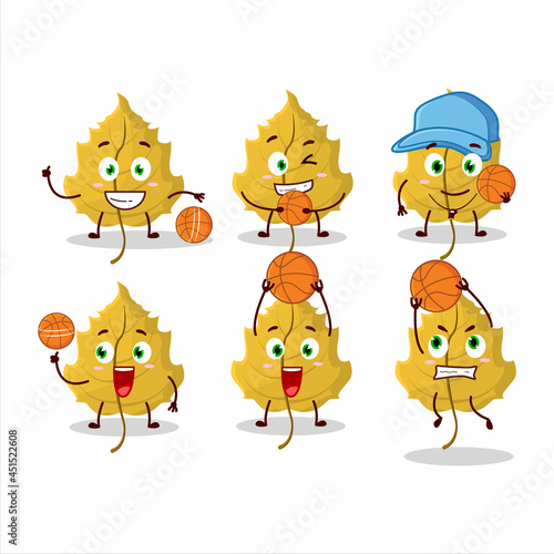 Talented hazel leaf cartoon character as a basketball athlete