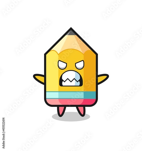 wrathful expression of the pencil mascot character