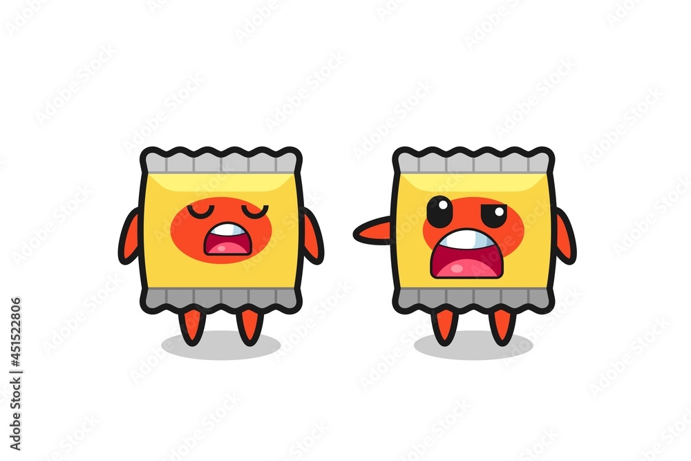 illustration of the argue between two cute snack characters illustration of the argue between two cute snack characters
