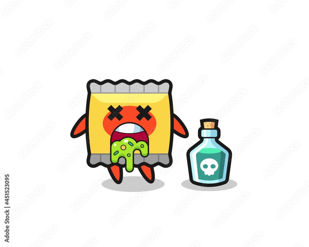 illustration of an snack character vomiting due to poisoning