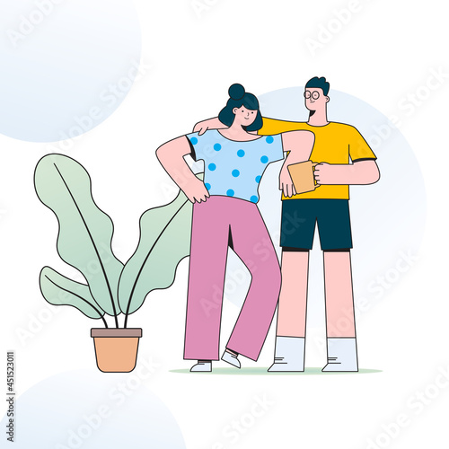 Flat Illustration vector graphic of of couples on romantic date. Set of teenage boys and girls loving together isolated on white background. couple cartoon