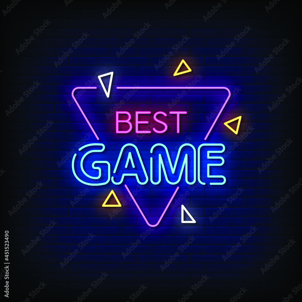 Best Game Neon Signs Style Text Vector Best Game Neon Signs Style Text Vector