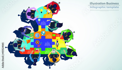 jigsaw human head Business Brainstorming  infographic template, idea and concept creativity illustration business  innovation technology modern. 
