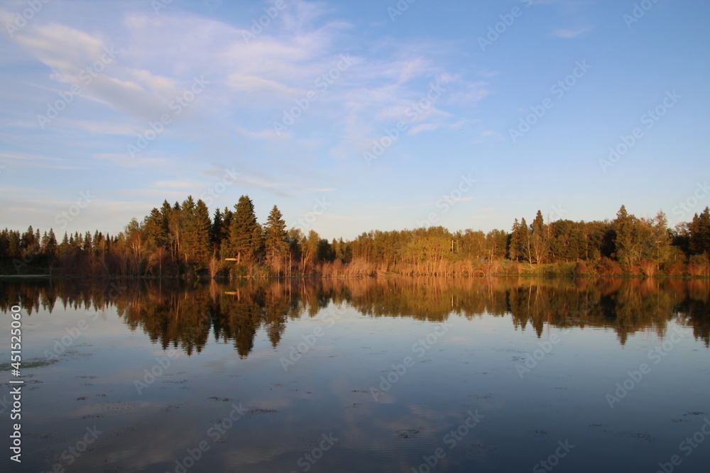 Evening Reflections On The Bay, Elk Island National Park, Alberta Evening Reflections On The Bay, Elk Island National Park, Alberta