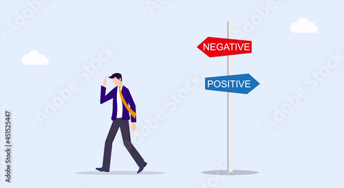 businessman making an important decision,  negative or positive