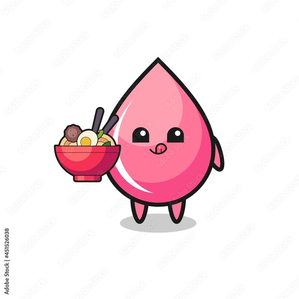 cute strawberry drop juice character eating noodles cute strawberry drop juice character eating noodles