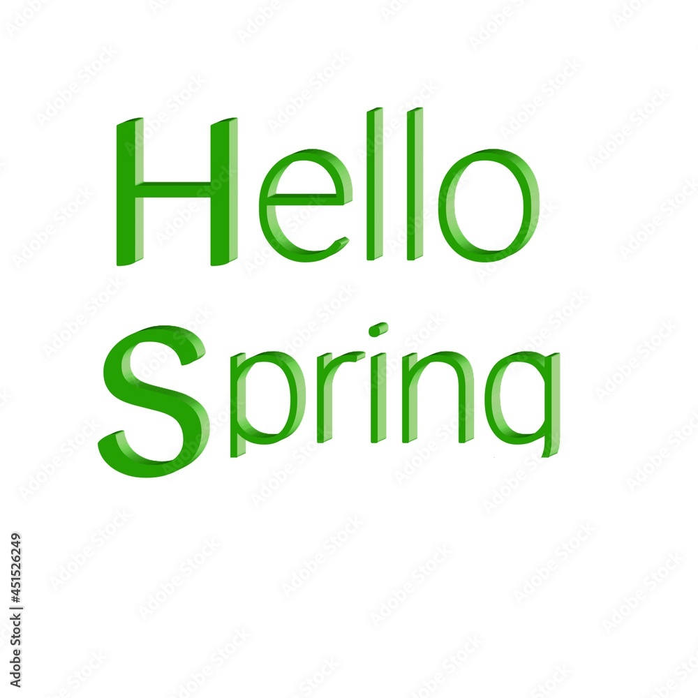 Letter hello spring colorful 3D abstract background white Letter hello spring colorful 3D abstract background white