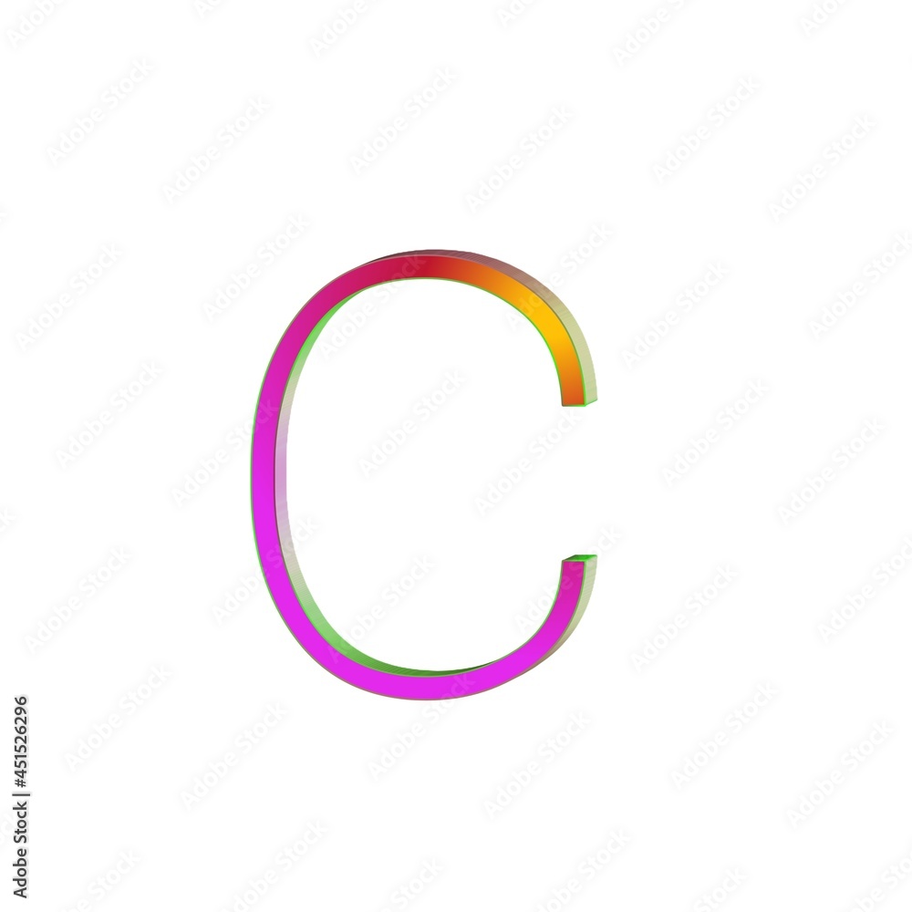 Letter c colorful 3D abstract beautiful white background Letter c colorful 3D abstract beautiful white background