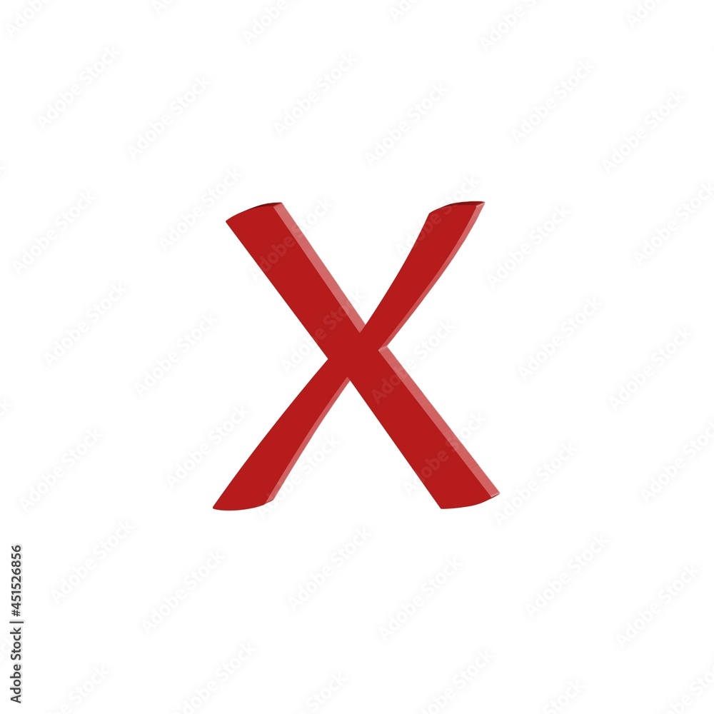 Fototapeta premium Letter small alphabets x colorful 3D abstract beautiful white background