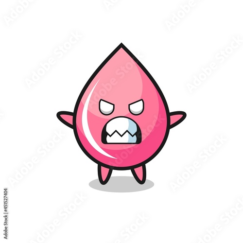 wrathful expression of the strawberry drop juice mascot character