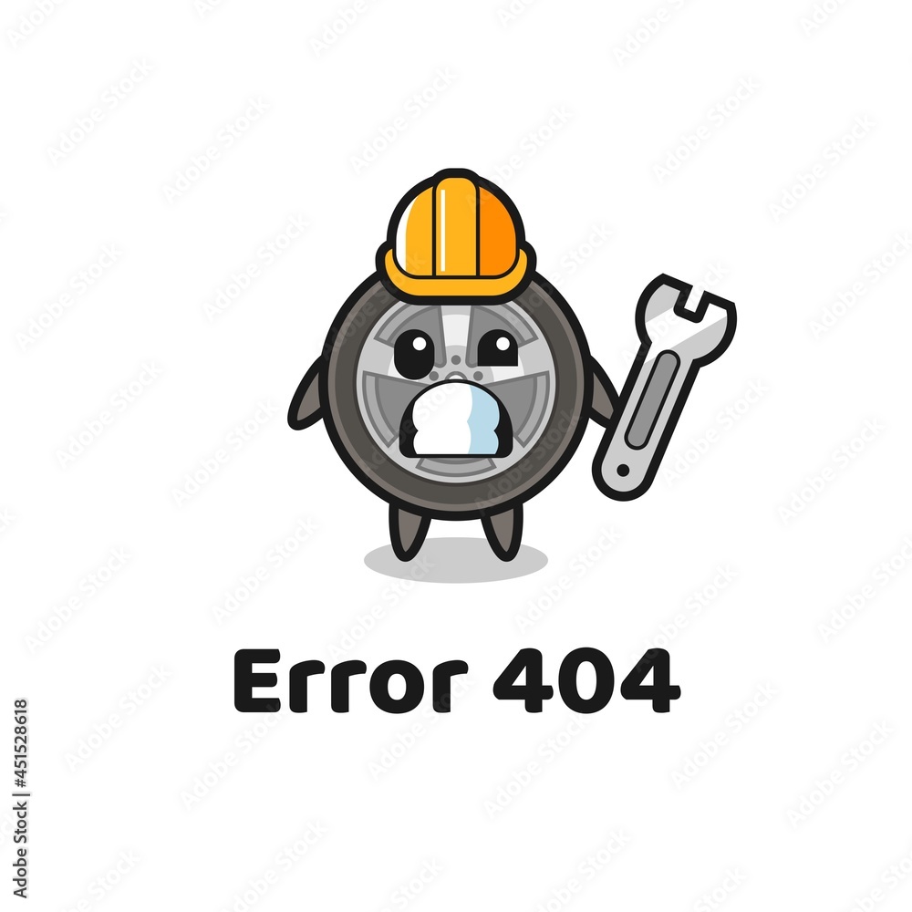 error 404 with the cute car wheel mascot