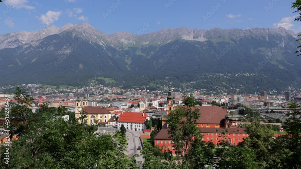 Aerial view over the city of Innsbruck in Austria - travel photography Aerial view over the city of Innsbruck in Austria - travel photography