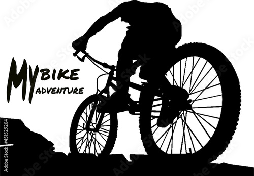 silhouette of a mountain biker perfect for t-shirt mockup photo