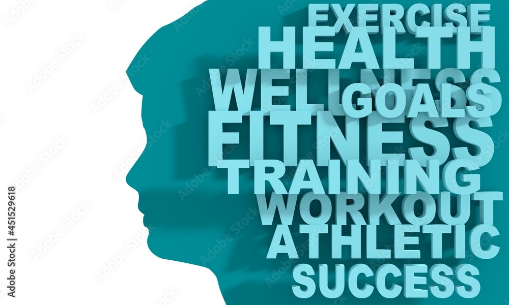 Silhouette of a male head and fitness theme tags cloud. Silhouette of a male head and fitness theme tags cloud.