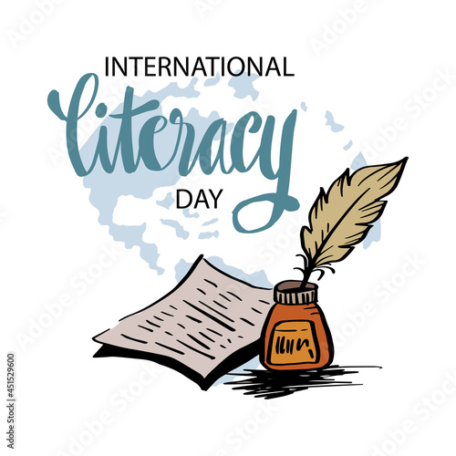 International Literacy Day poster. September 08. Education concept .