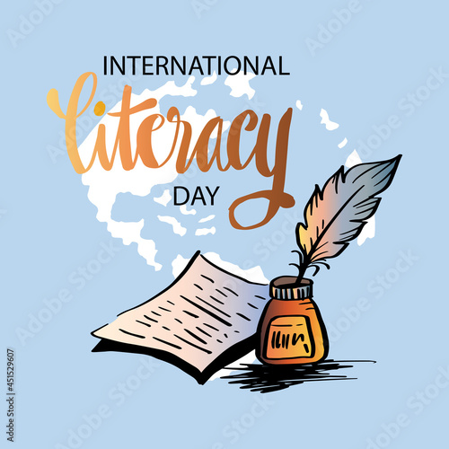 International Literacy Day poster. September 08. Education concept .