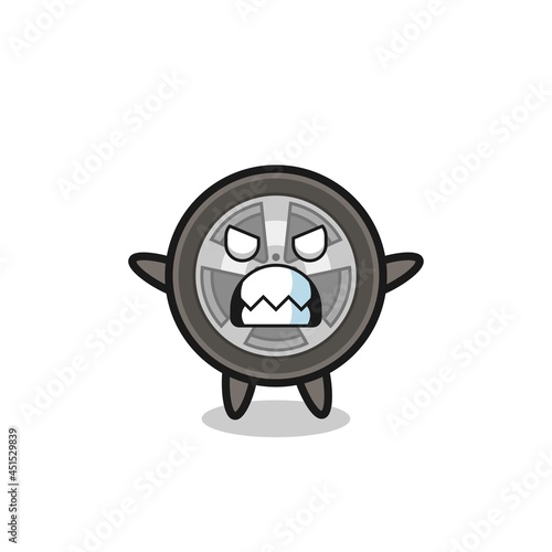 wrathful expression of the car wheel mascot character