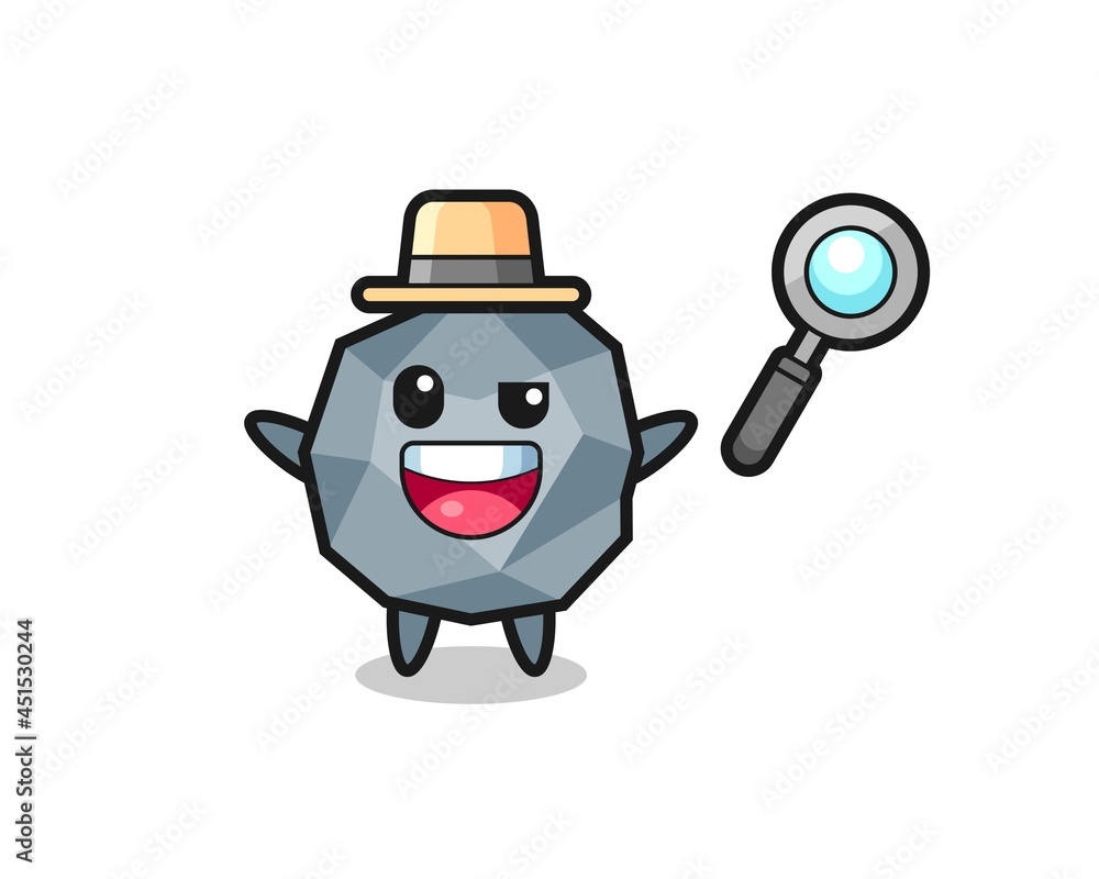 illustration of the stone mascot as a detective who manages to solve a case