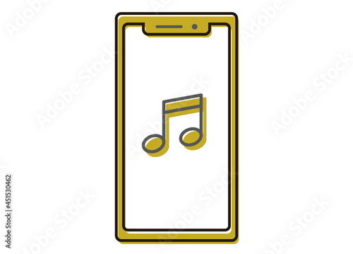 スマートフォン　音楽イメージイラスト　ラインイラスト　正面