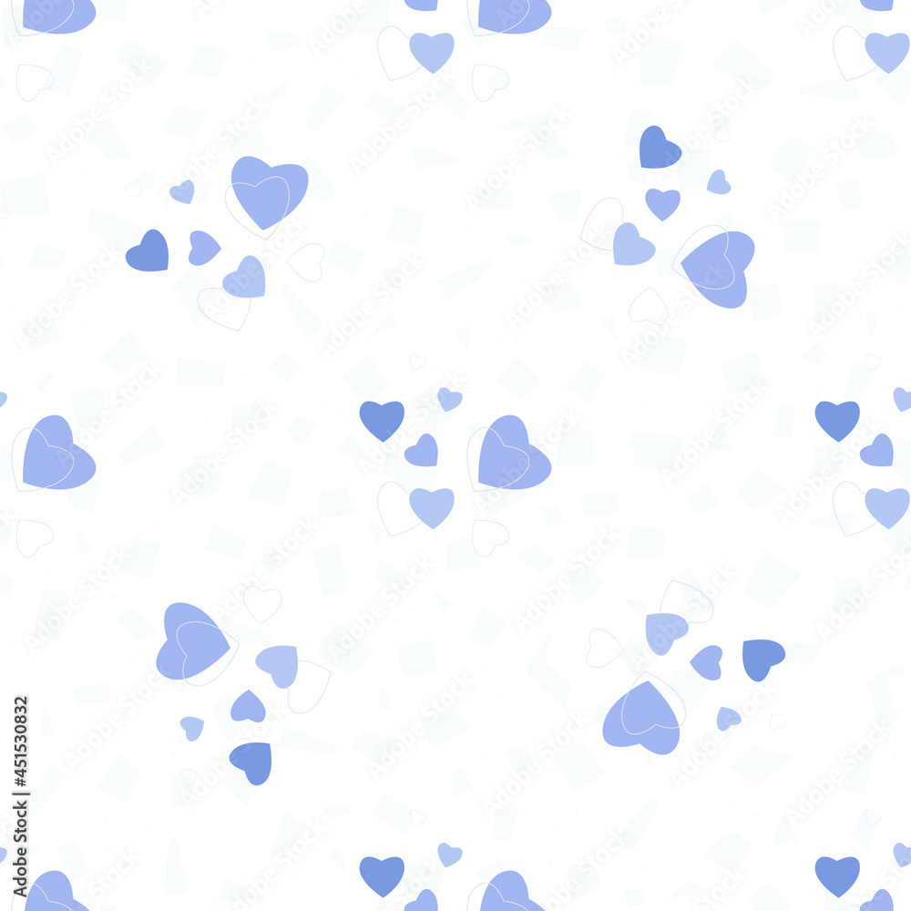 Fototapeta premium Heart seamless pattern. Blue children's drawing from hearts. For kids prints, textiles, bed linen. Modern, trendy geometric Valentine's Day pattern. Romantic, casual for the holiday. Vector 