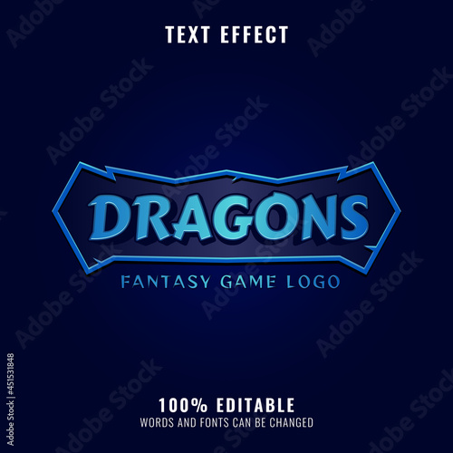 fantasy dragon rpg game logo title with frame text effect