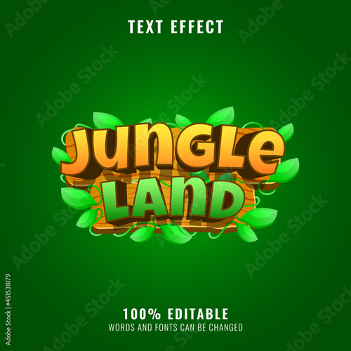 funny wooden jungle land game logo title text effect