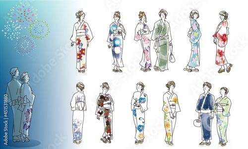 浴衣姿の人物イラスト