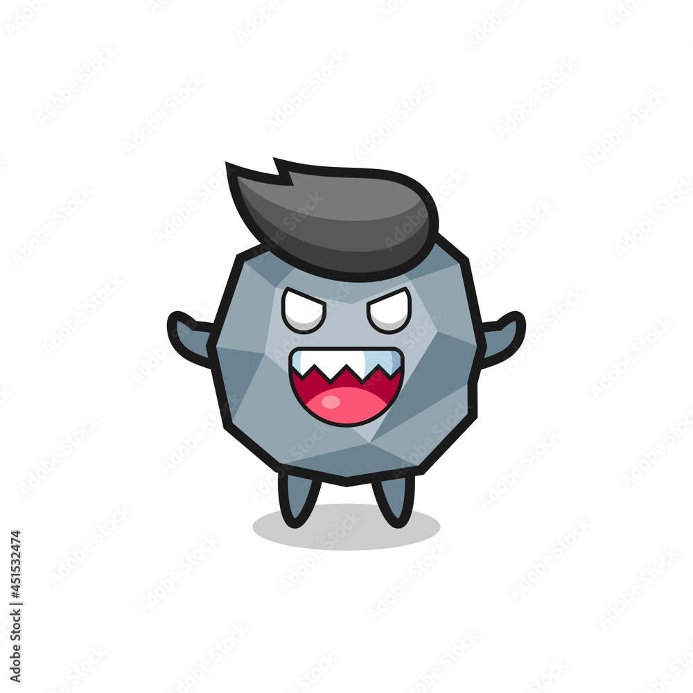illustration of evil stone mascot character