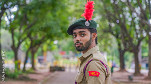 Fotografía Portrait of an Indian in uniform, India's National Cadet Corps (NCC)