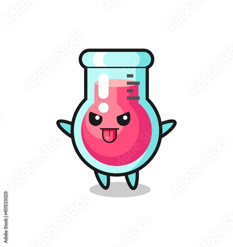 naughty laboratory beaker character in mocking pose
