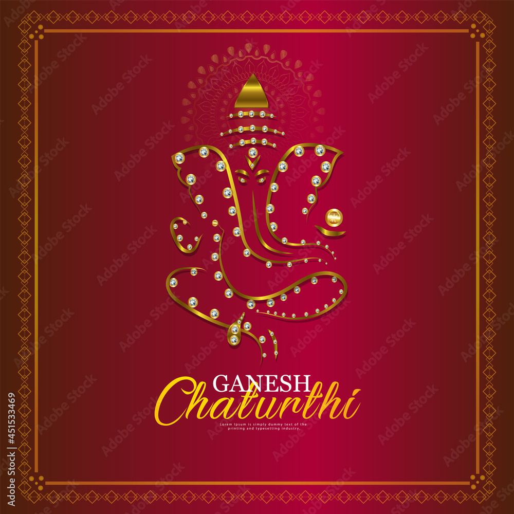 Shiny golden lord ganesha illustration for happy ganesh chaturthi Shiny golden lord ganesha illustration for happy ganesh chaturthi