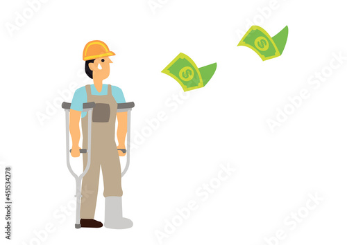 Injured worker see his money flying flying away.