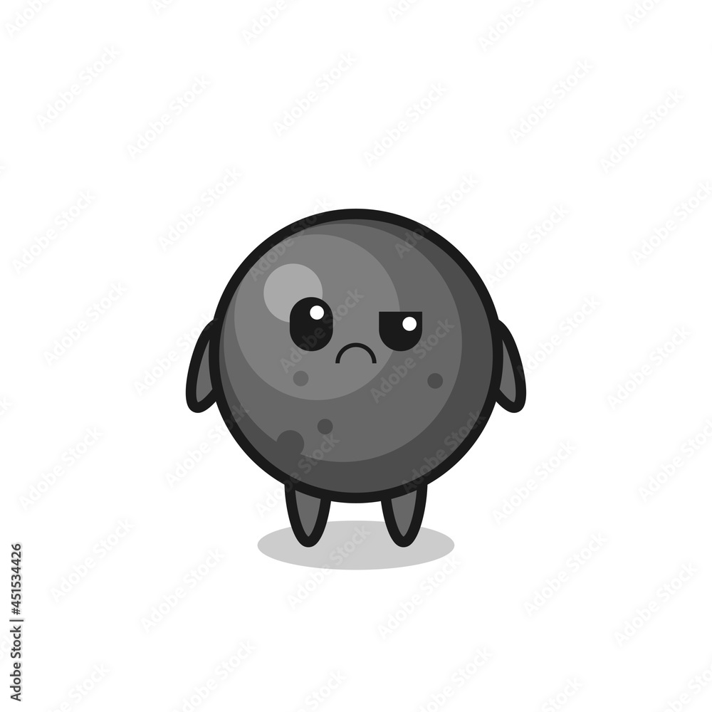 the mascot of the cannon ball with sceptical face the mascot of the cannon ball with sceptical face