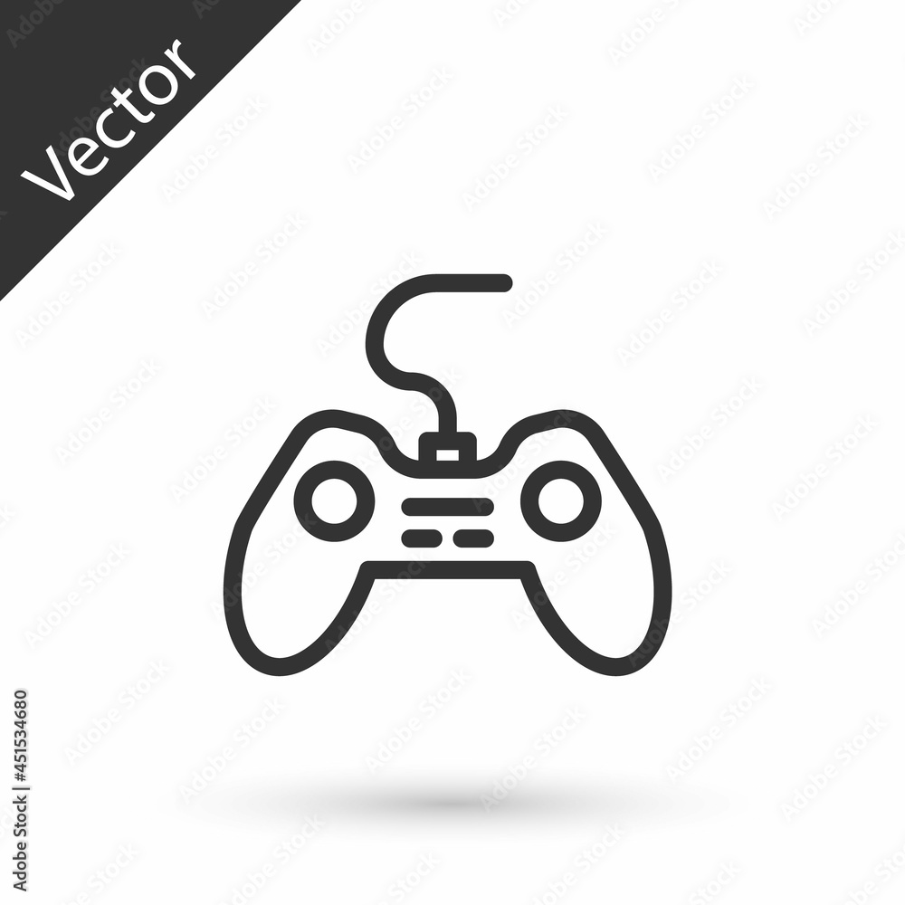 Grey line Gamepad icon isolated on white background. Game controller. Vector