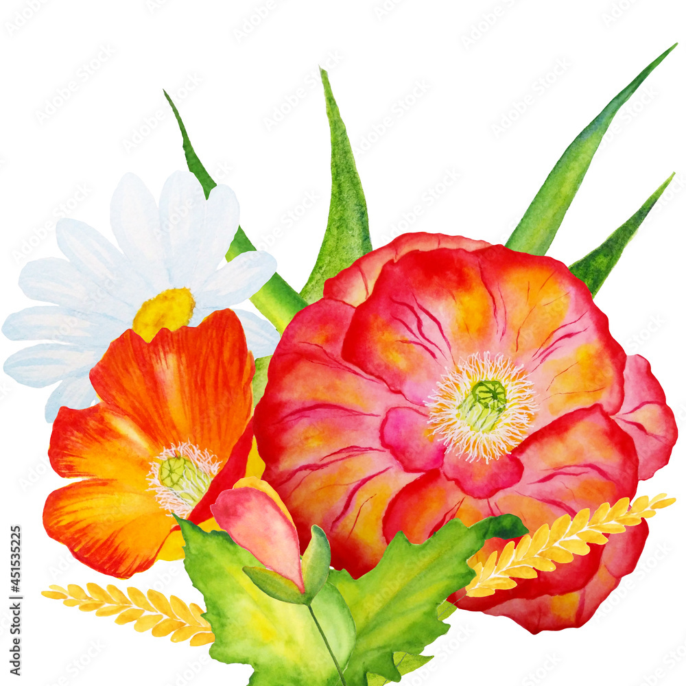 Naklejka premium watercolor summer flowers