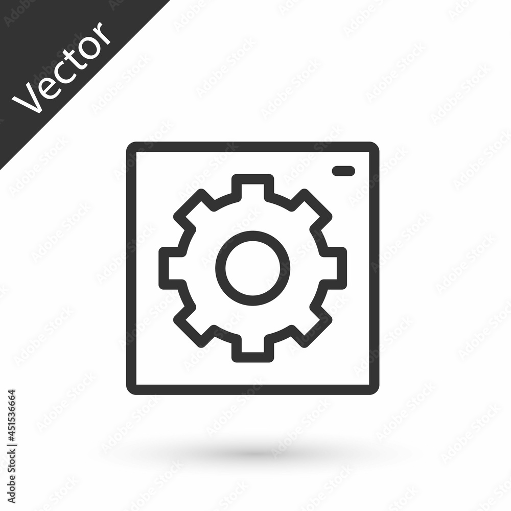 Grey line Setting icon isolated on white background. Tools, service, cog, gear, cogwheel sign. Vector