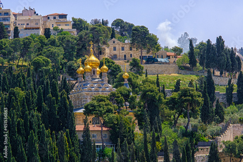 Εκτύπωση καμβά Jerusalem, Israel - April 18, 2021: Church of Mary Magdalene at Olives Mount of