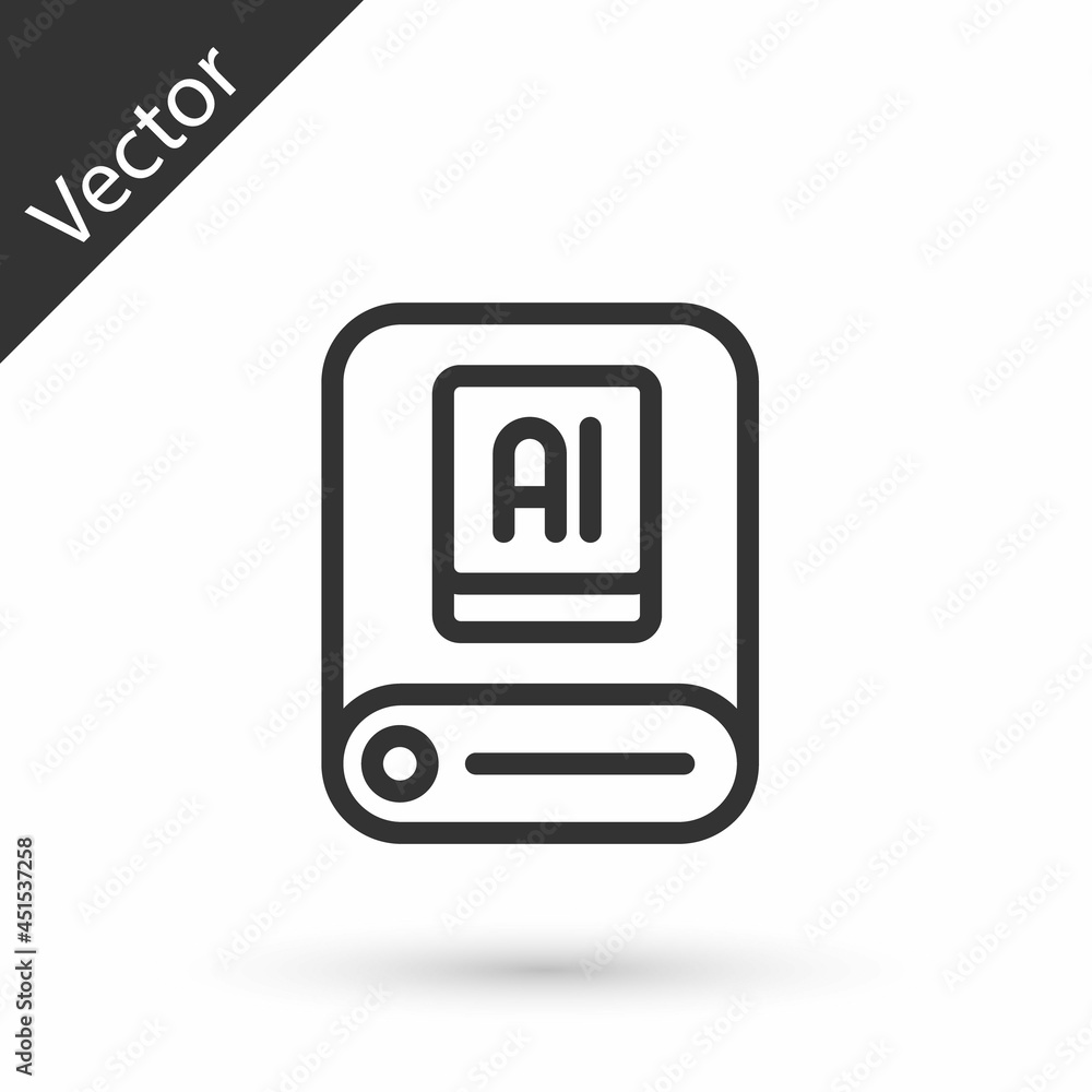 Grey line Artificial intelligence AI icon isolated on white background. Machine learning, cloud computing, automated support assistance and networks. Vector Grey line Artificial intelligence AI icon isolated on white background. Machine learning, cloud computing, automated support assistance and networks. Vector