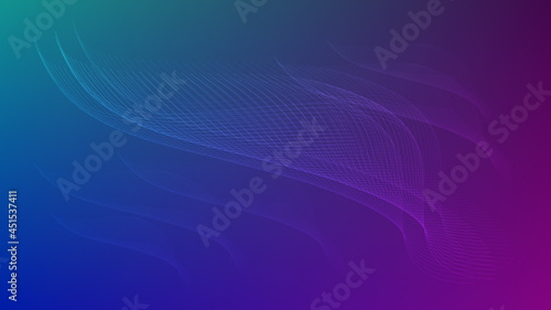 abstract line wave with lighting effect on purple and blue gradient color background for technology and futuristic element design