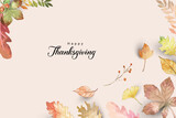 Hello thanksgiving background with Autumn leaves