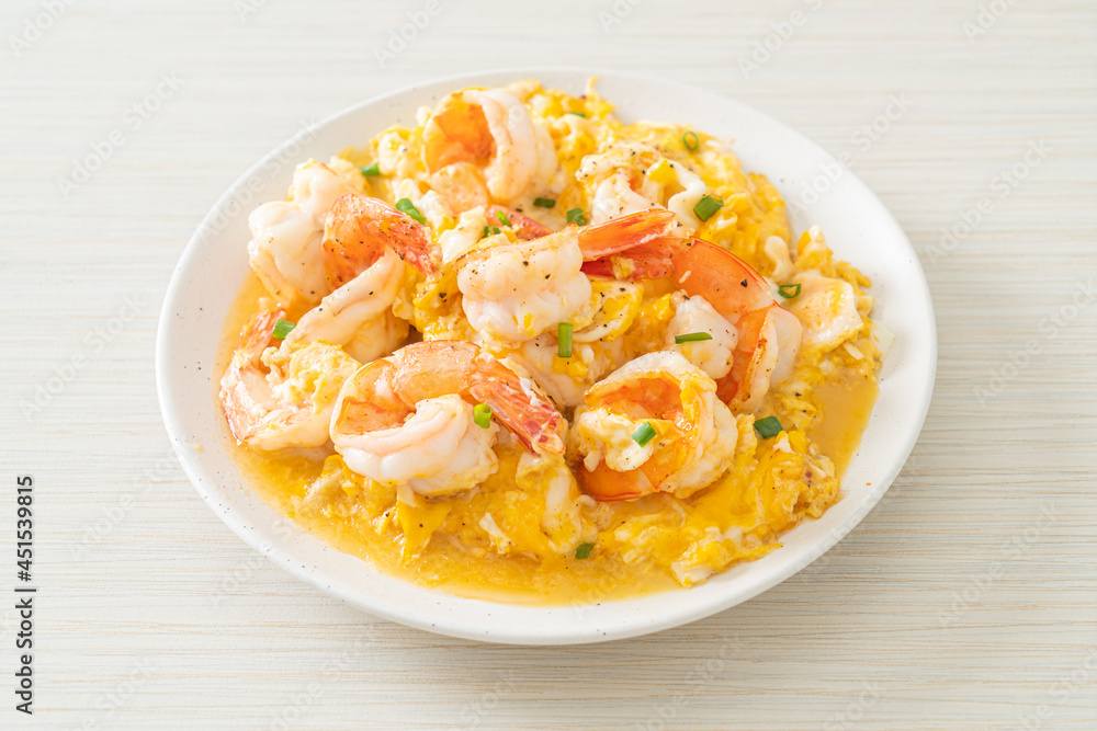 creamy omelet with shrimps or scrambled eggs and shrimps creamy omelet with shrimps or scrambled eggs and shrimps