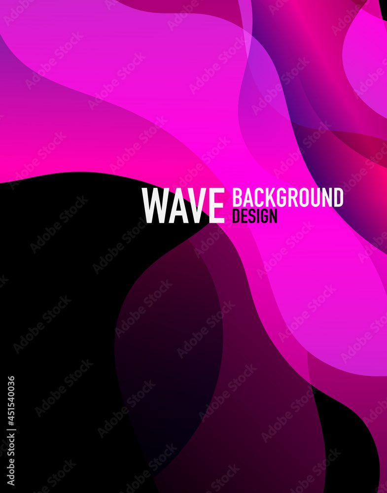 Vertical fluid gradient wave abstract background. Bright color waves in the dark. Vector Illustration For Wallpaper, Banner, Background, Landing Page