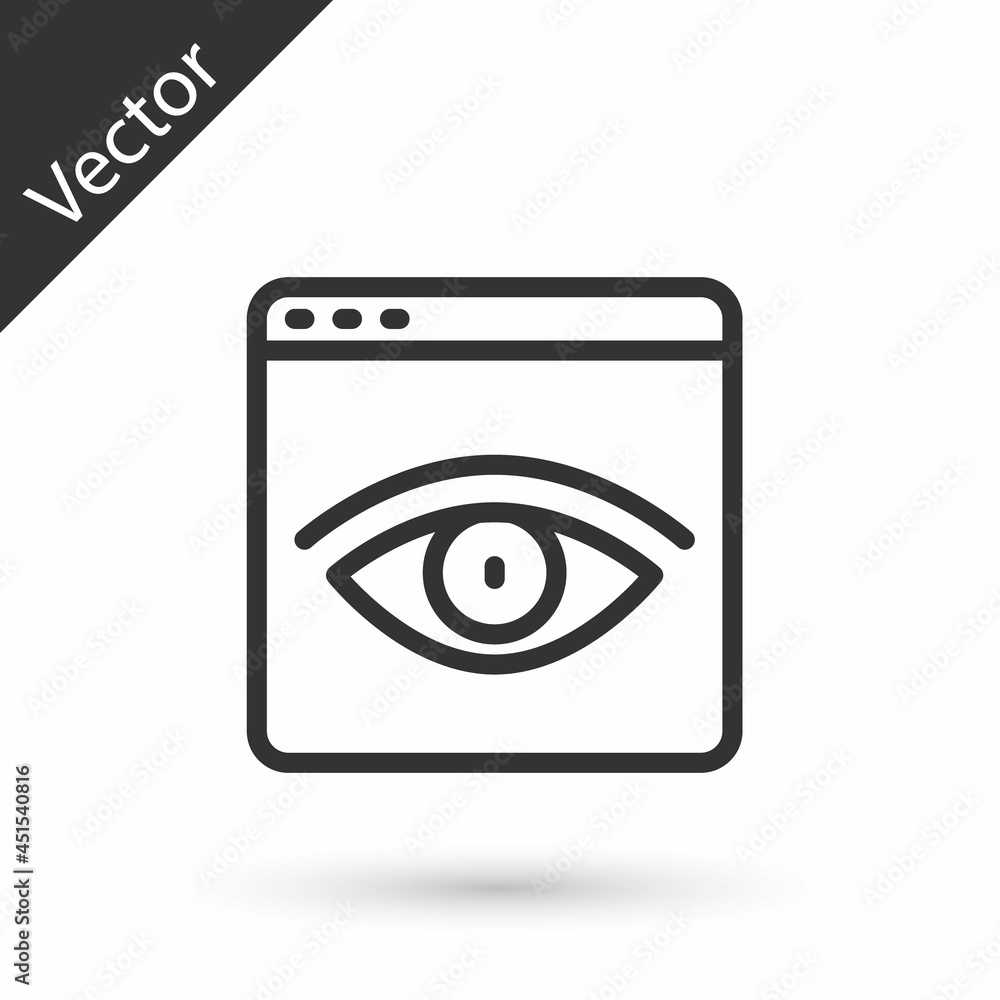 Grey line Browser incognito window icon isolated on white background. Vector Grey line Browser incognito window icon isolated on white background. Vector
