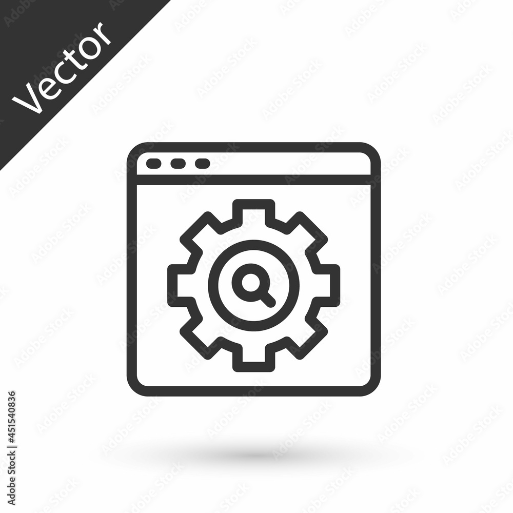 Grey line Browser setting icon isolated on white background. Adjusting, service, maintenance, repair, fixing. Vector Grey line Browser setting icon isolated on white background. Adjusting, service, maintenance, repair, fixing. Vector